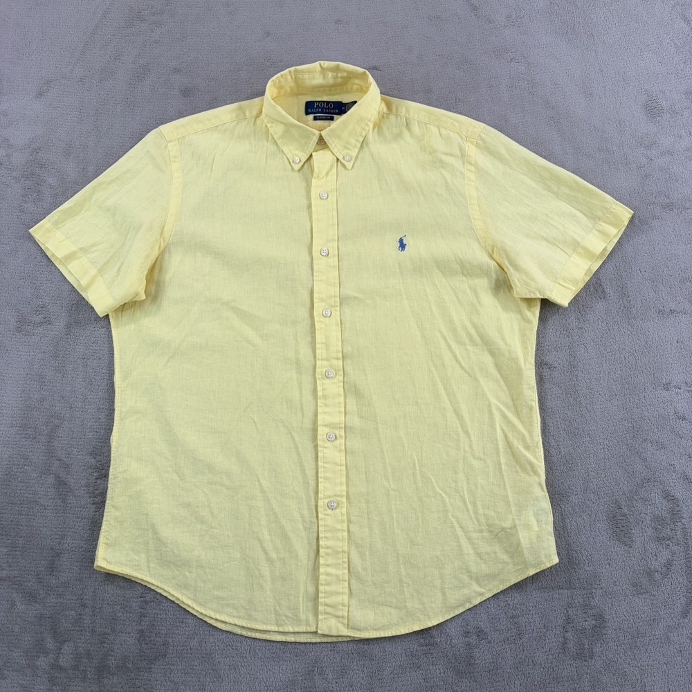 Polo Ralph Lauren Classicโ Fit Linen-Cotton Shirt in Yellow Men Medium NWOT $125